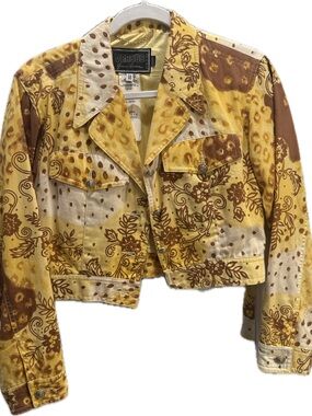 Versus - Gianni Versace Cropped Yellow & Brown Patchwork Jacket